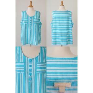 Woman Within Shirt Top 3X (30/32) Striped Nautical Coastal Beachy Classic Travel